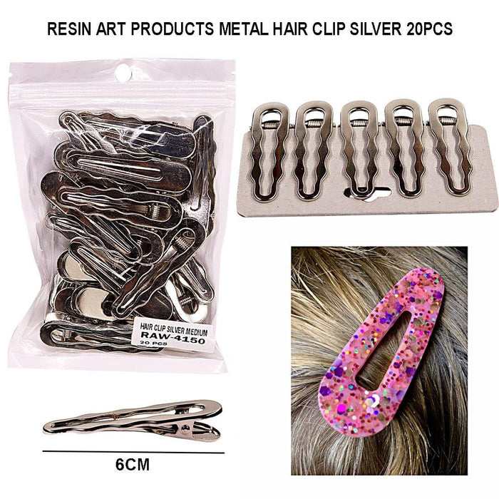 Metal Hair Clip Silver 20Pcs Raw4150