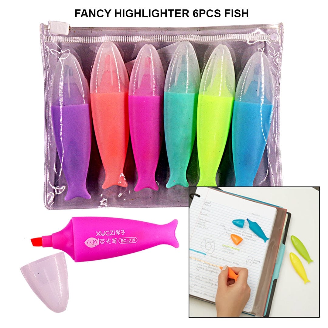 Ravrai Craft - Mumbai Branch Highlighter Fancy Highlighter| 6Pcs| Fish Shaped