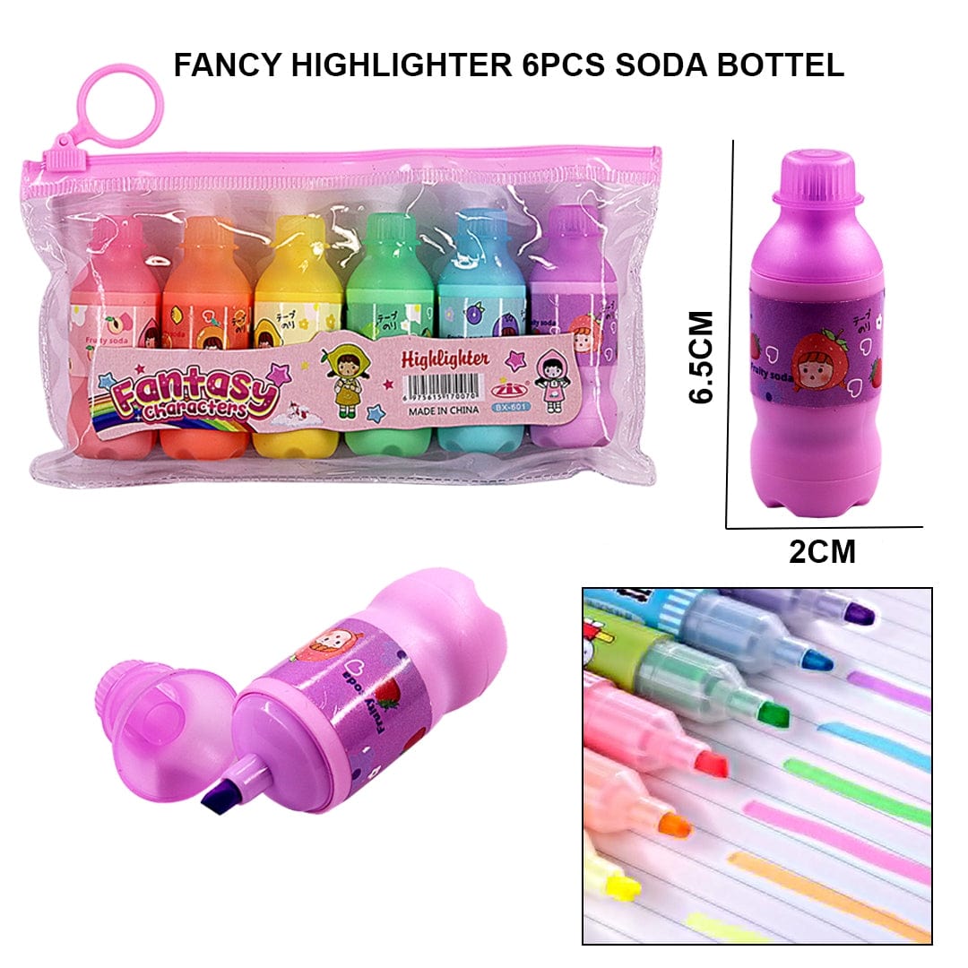 Ravrai Craft - Mumbai Branch Highlighter Fancy Highlighter 6Pcs Soda Bottle