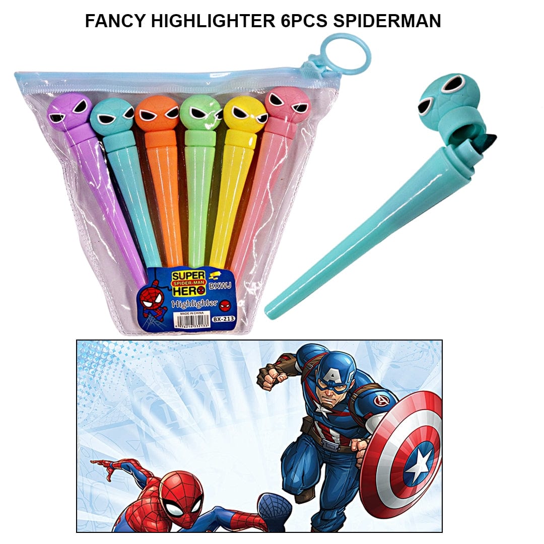 Ravrai Craft - Mumbai Branch Highlighter Fancy Highlighter 6Pcs Spiderman