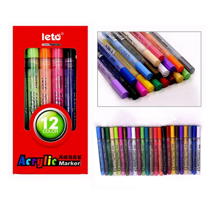 Acrylic Marker (Set of 12) – Bold Paint Pens for All Surfaces | Waterproof, Quick-Dry & Multi-Use