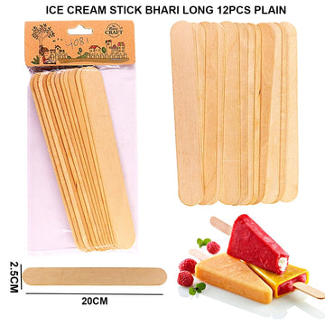Ice Cream Stick Bhari Long 12Pcs Plain Raw4081