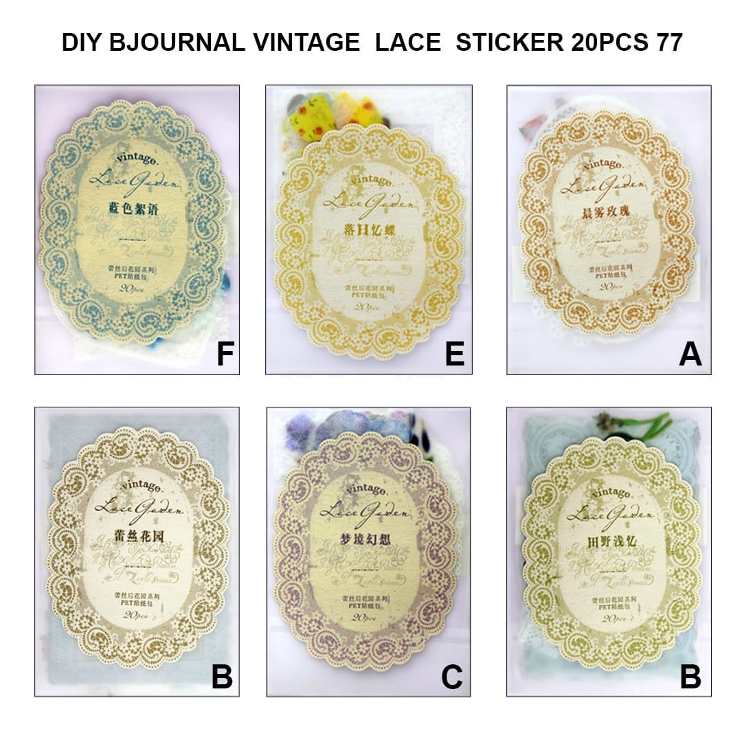 Ravrai Craft - Mumbai Branch Journaling Supplies DIY BJOURNAL LACE STICKER 20PCS