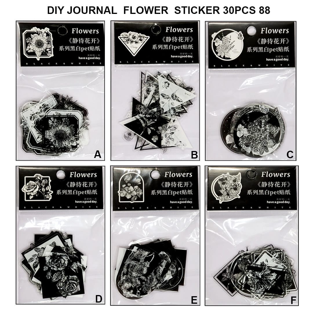 Ravrai Craft - Mumbai Branch Journaling Supplies DIY JOURNAL FLOWER STICKER 30PCS