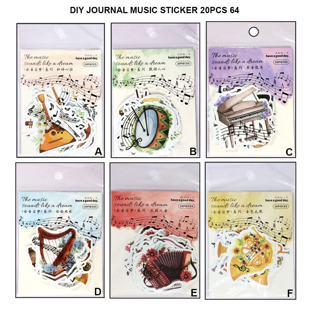 Ravrai Craft - Mumbai Branch Journaling Supplies Diy Journal Music Sticker 20Pcs