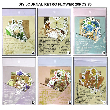 Ravrai Craft - Mumbai Branch Journaling Supplies DIY JOURNAL RETRO FLOWER 20PCS