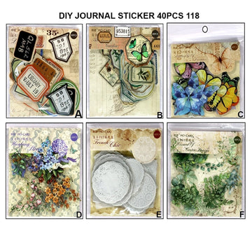 Stamp Stickers Glitter DIY 40pcs Aesthetic Journal Stickers Vintage Stickers