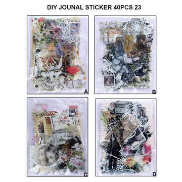Stamp Stickers Glitter DIY 40pcs Aesthetic Journal Stickers Vintage Stickers