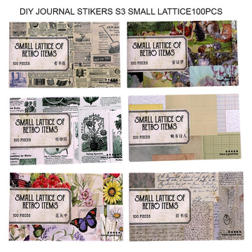 Diy Journal Stickers  S3 Small Lattice 100Pcs