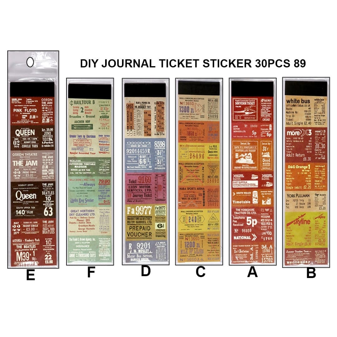 Ravrai Craft - Mumbai Branch Journaling Supplies DIY JOURNAL TICKET STICKER 30PCS 89