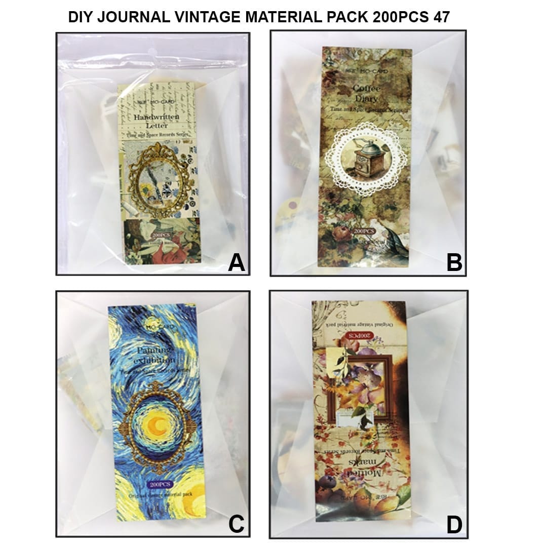 Ravrai Craft - Mumbai Branch Journaling Supplies DIY JOURNAL VINTAGE MATERIAL PACK 200PCS 47