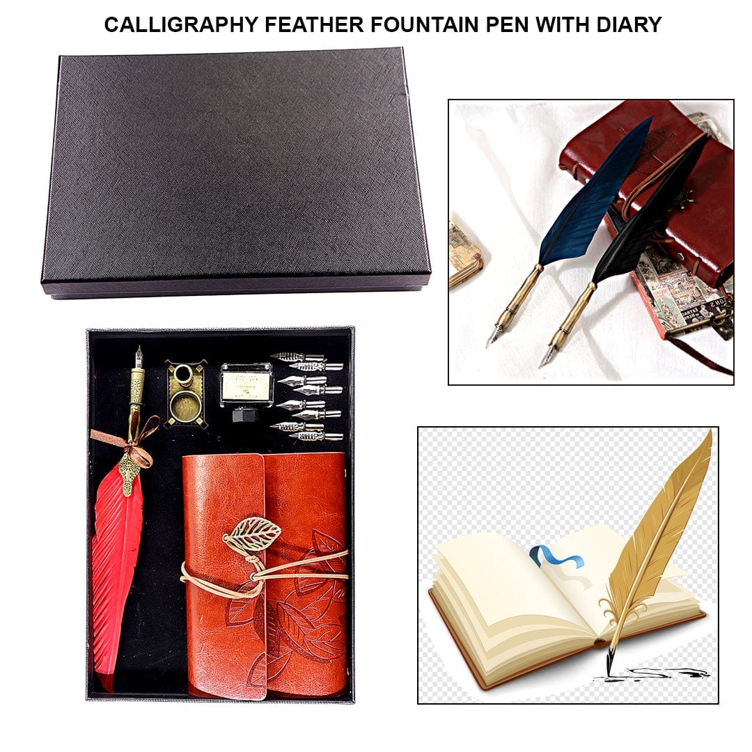 Ravrai Craft - Mumbai Branch Journaling Supplies Feather Fountain Pen With Diary
