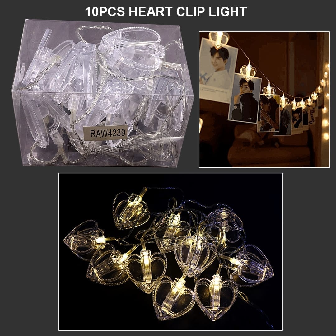 Ravrai Craft - Mumbai Branch Lights Heart Clip Light 10Pcs