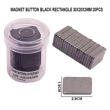 magnet button black ractangle 30X20X3 20pcs