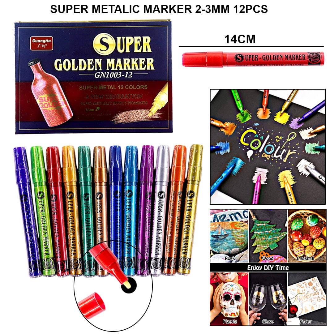 Ravrai Craft - Mumbai Branch Marker Pens And More SUPER METALLIC MARKER 2-3MM 12PCS GN1003-12