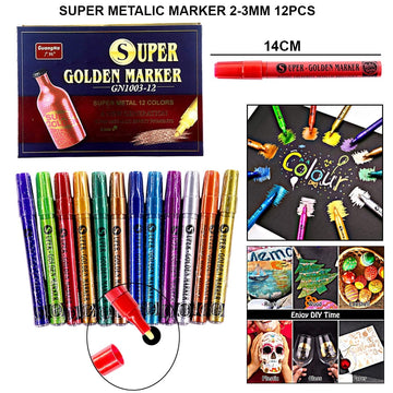 Super Metallic Marker 2-3Mm 12Pcs Gn1003-12