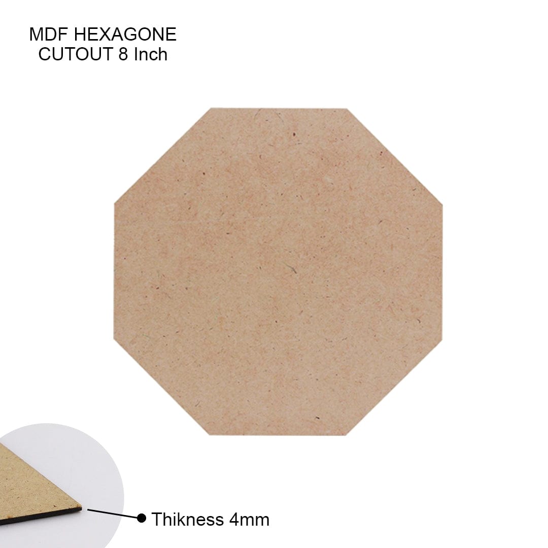 Ravrai Craft - Mumbai Branch MDF Mdf Cutout Hexagon 8 Inch (Contain 1 Unit)