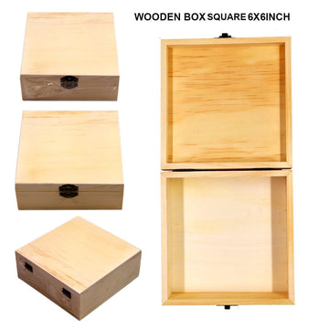 Ravrai Craft - Mumbai Branch MDF & wooden Crafts Classic Wooden Box - Square 6x6 inch, Pack of 1