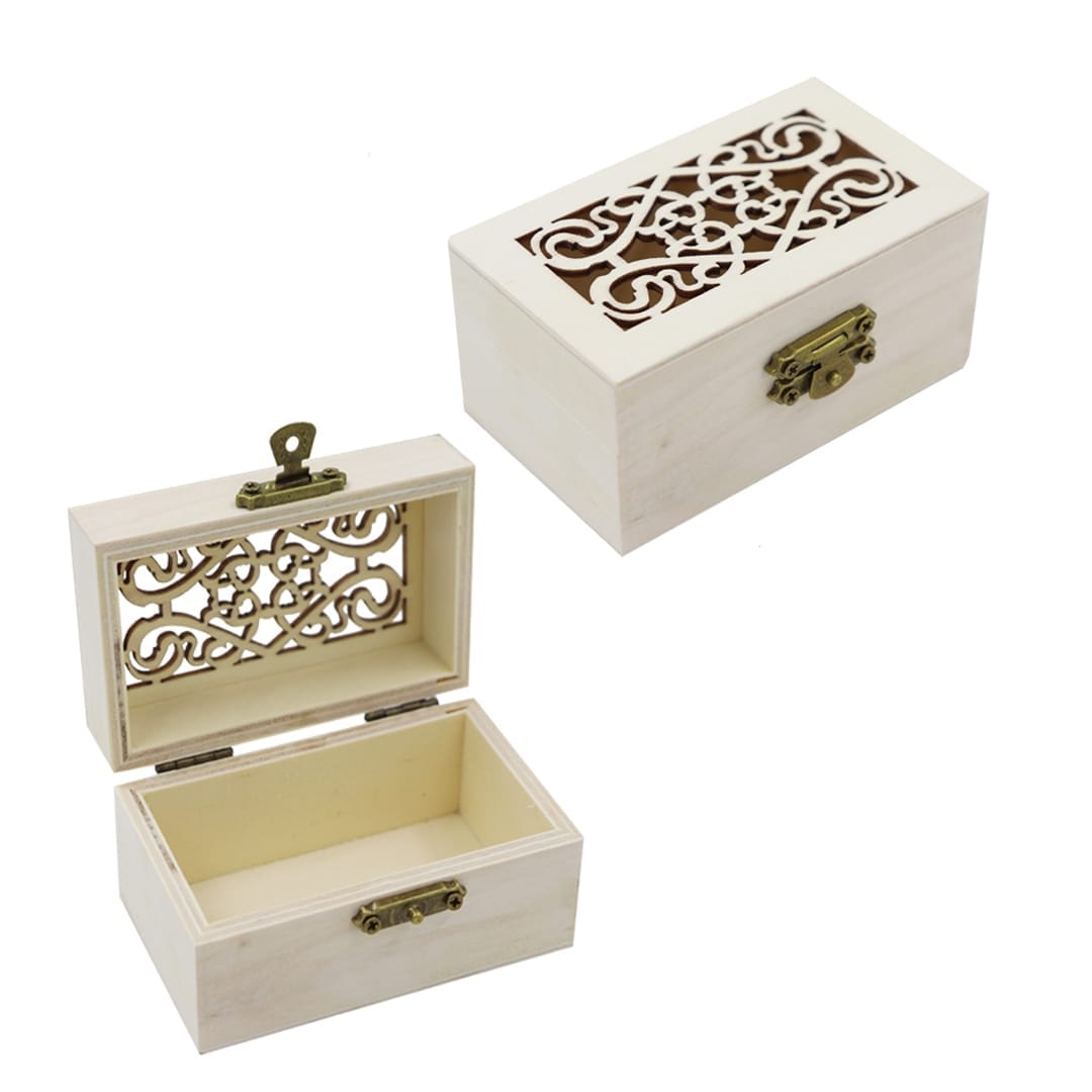 Ravrai Craft - Mumbai Branch MDF & wooden Crafts Elegant Laser Cut Wooden Box - 9x5x5x5cm, Pack of 1