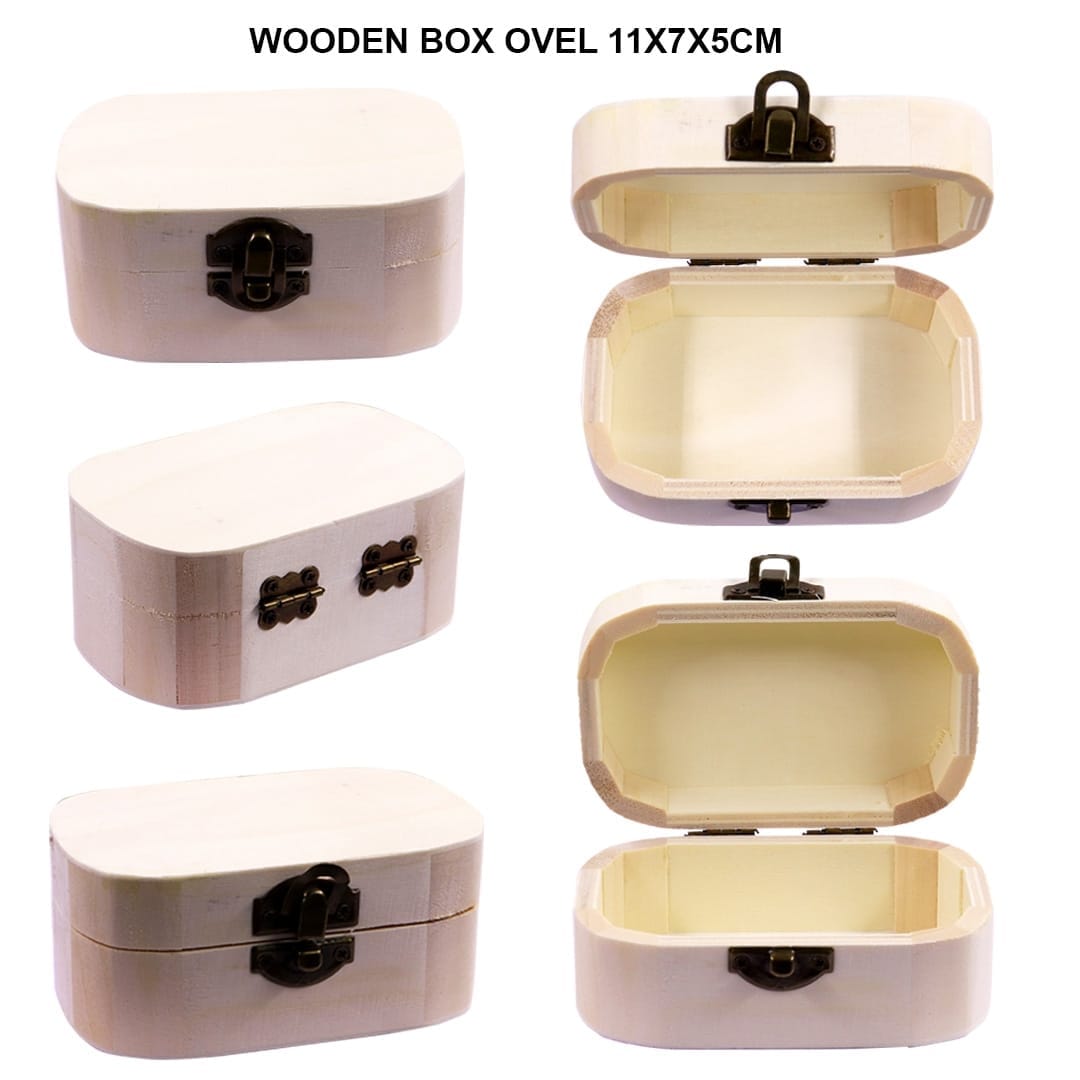 Ravrai Craft - Mumbai Branch MDF & wooden Crafts Elegant Wooden Box - Oval 11x7x5 cm, Pack of 1