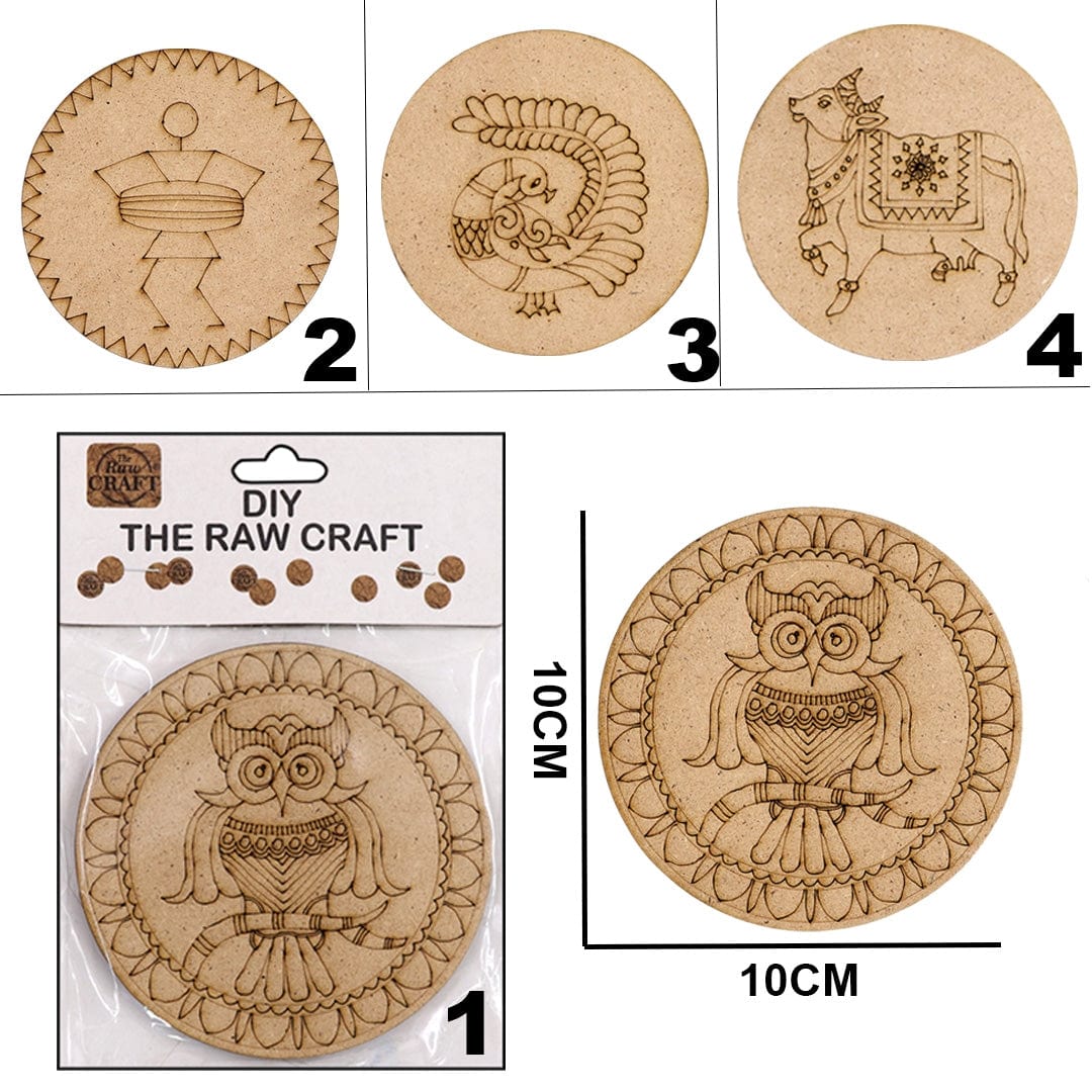 Ravrai Craft - Mumbai Branch MDF & wooden Crafts MDF MARKING COASTER 2PCS 4INCH MMC4