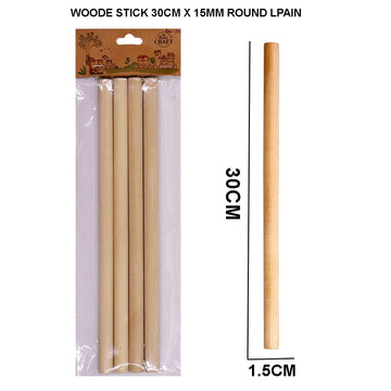 Plain Round Wooden Sticks 4pcs