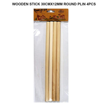 Plain Round Wooden Sticks 4Pcs