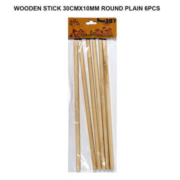 Plain Round Wooden Sticks 6Pcs