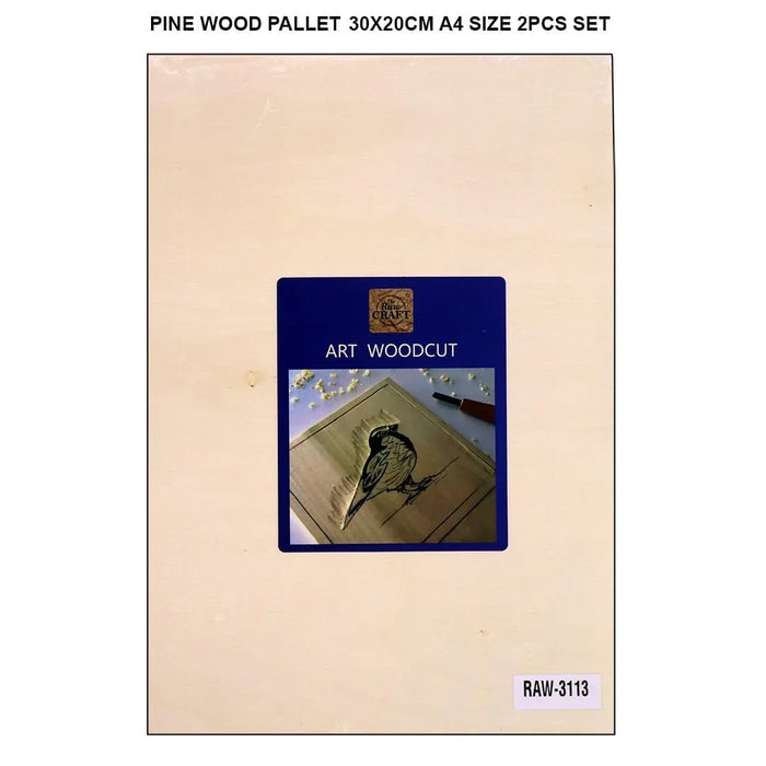 Premium Pine Wood Pallet 30x20cm A4 Size 2pcs Set (Raw-3113)