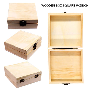 Ravrai Craft - Mumbai Branch MDF & wooden Crafts Premium Wooden Box - Square 5x5 inch, Pack of 1