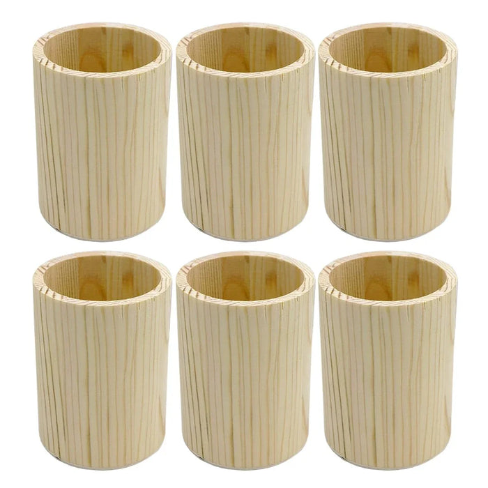 Vintage Pine Wood Pen Stand - Round ( Raw-1963 )