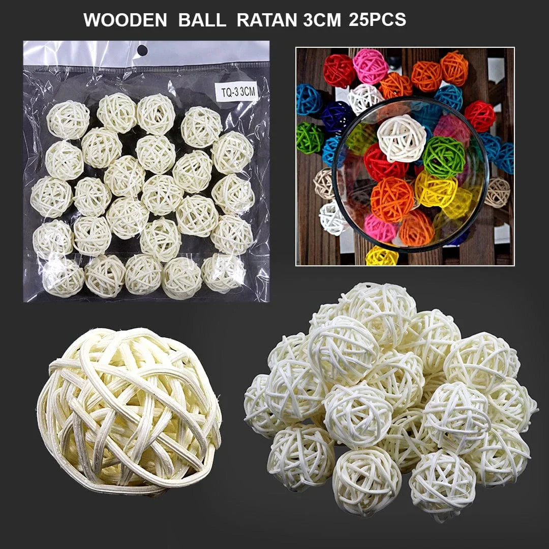Wooden ball ratan 3cm 25pcs tq33cm