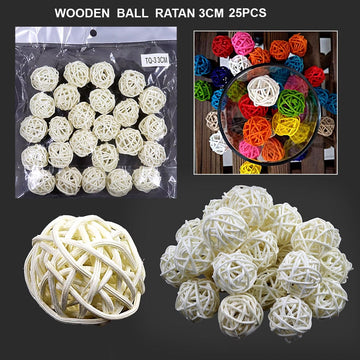 Ravrai Craft - Mumbai Branch MDF & wooden Crafts Wooden ball ratan 3cm 25pcs tq33cm