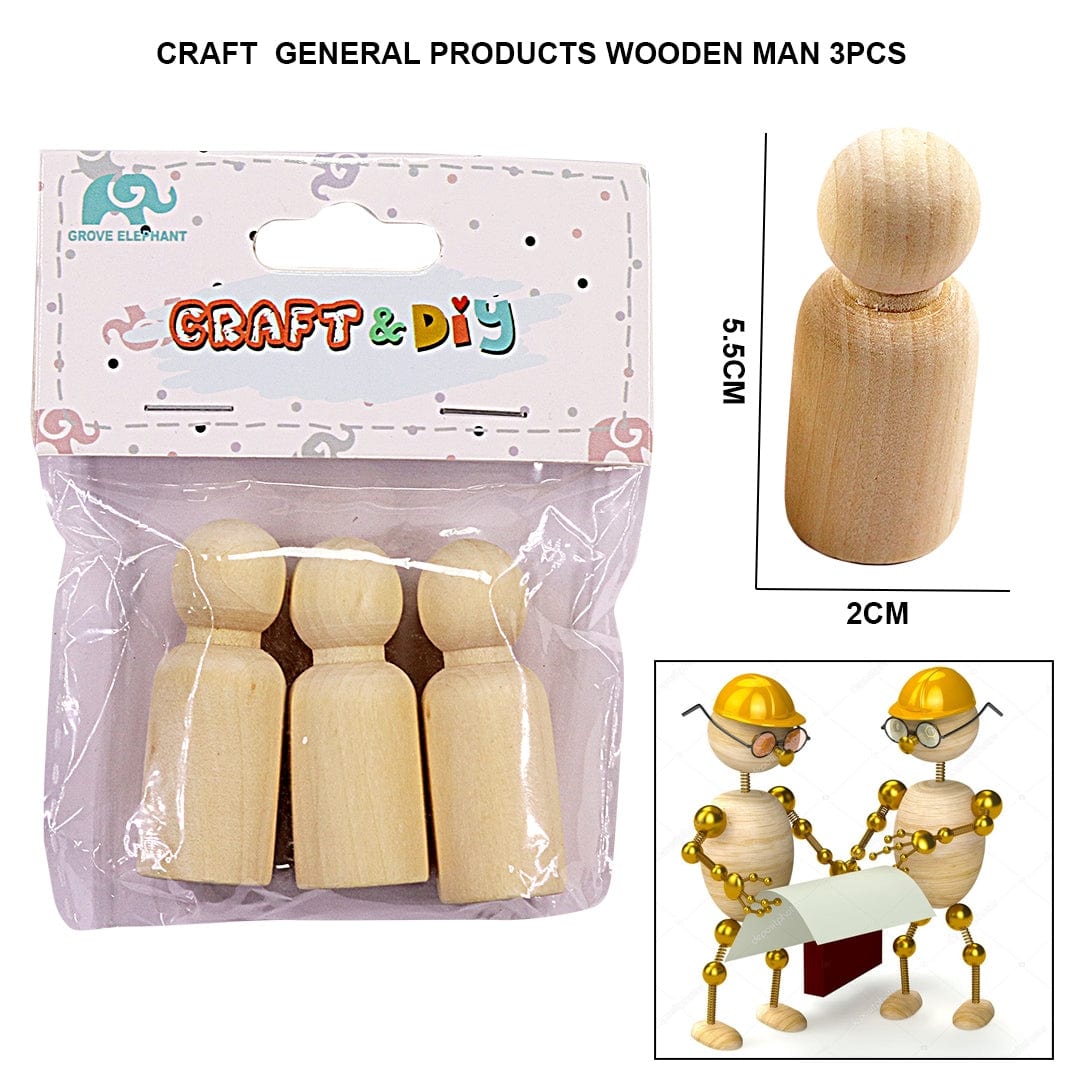 Ravrai Craft - Mumbai Branch MDF & wooden Crafts WOODEN MAN (3 PCS)