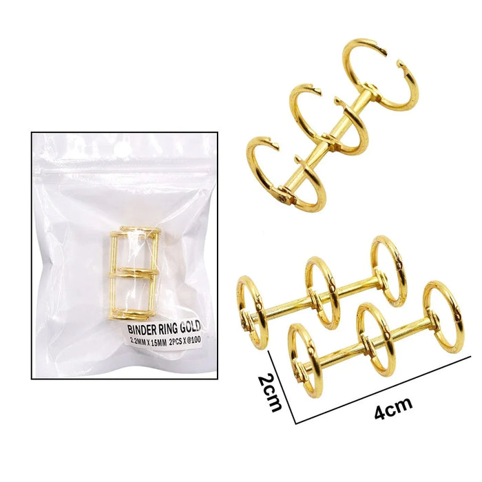 Binder Ring |Metal Book Ring |Golden colour |15Mm| 2Pcs