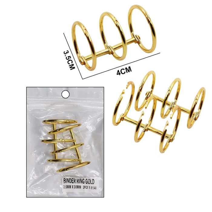 Binder Ring |Metal Book Rings| Golden Colour|30Mm |2Pcs