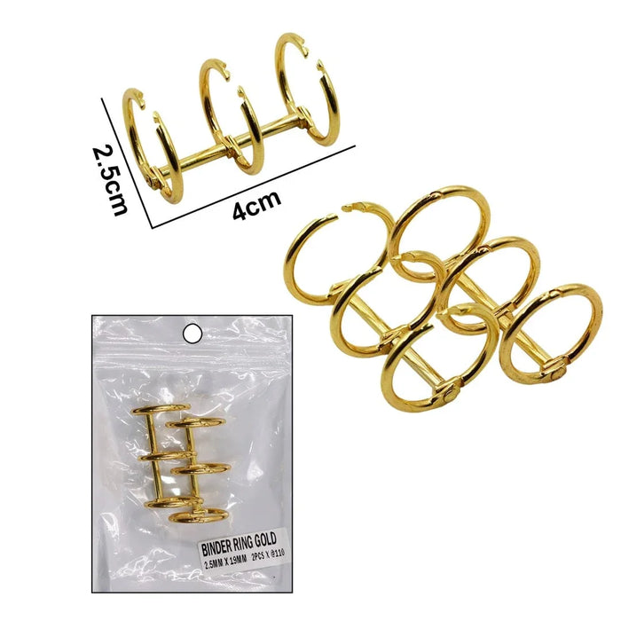 Binder Ring |Metal Book Rings| Golden Colour |19Mm |2Pcs
