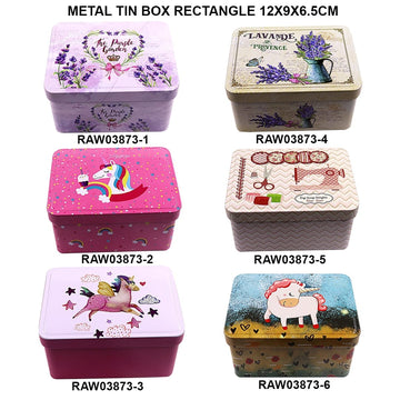 Metal Tin Box Rectangle 12X9X6.5Cm
