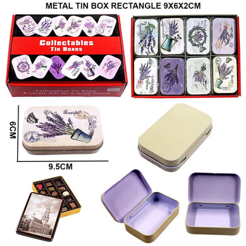 Metal Tin Box| Rectangle Shaped | 9X6X2Cm | Assorted color Contain 1 Unit Box