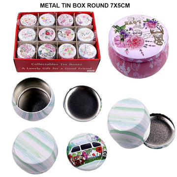 Metal Tin Box |Round| 7x5 cm