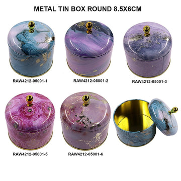 Metal Tin Box Round 8.5X6Cm