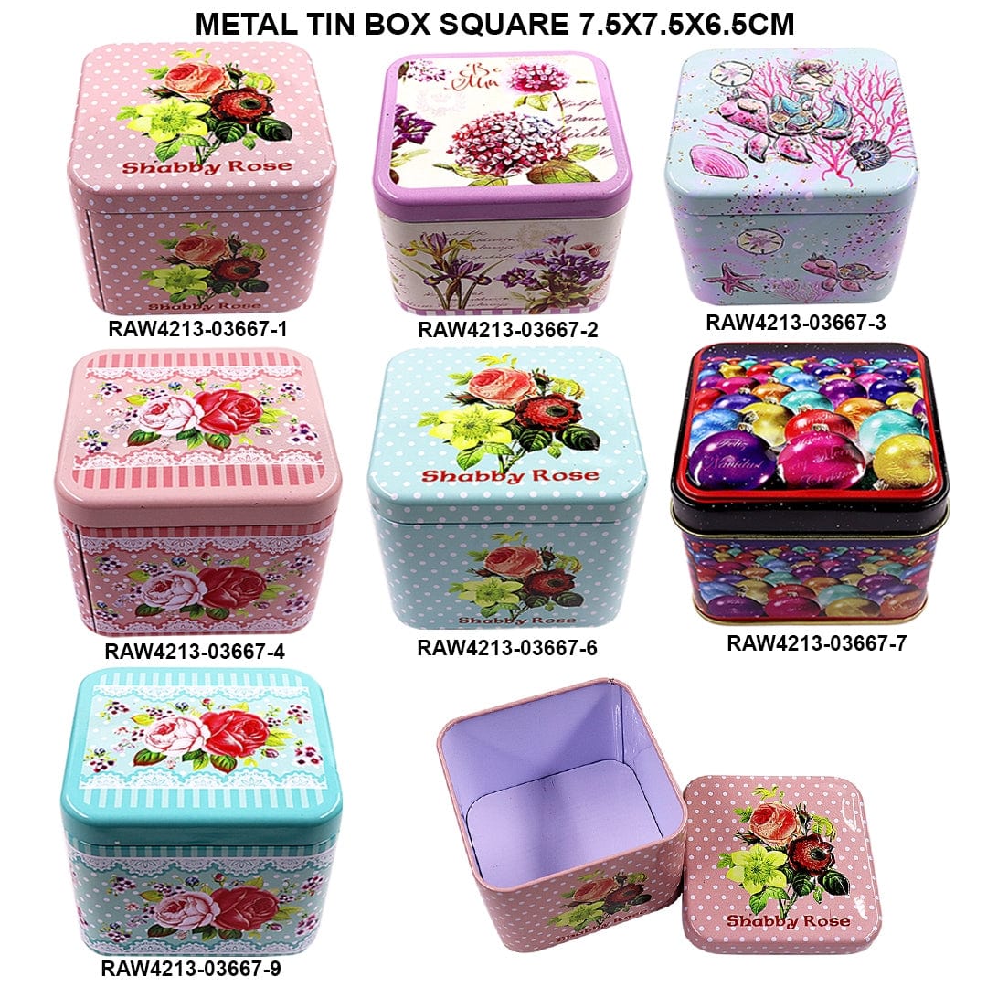 Ravrai Craft - Mumbai Branch Metal Tin Box Metal Tin Box Square 7.5X7.5X6.5Cm