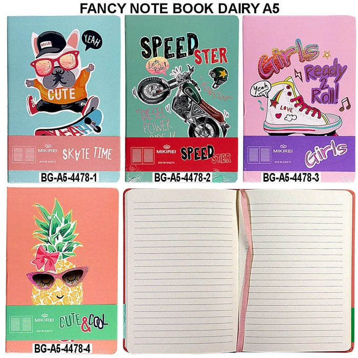 Fancy A5 Journal Diary: Ruled, Undated, 100 Sheets Contains 1 Diary