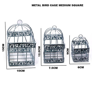 Ravrai Craft - Mumbai Branch Miniatures Square Metal Bird Cage (Medium)