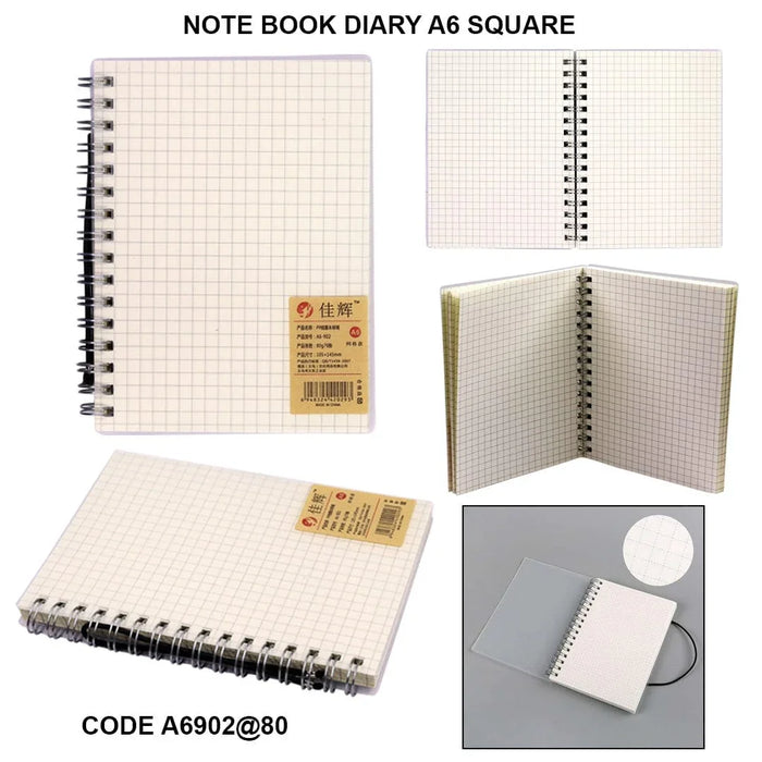 A6 Checkered Notebook | Grid Paper Diary for Students & Office | Pack of 1