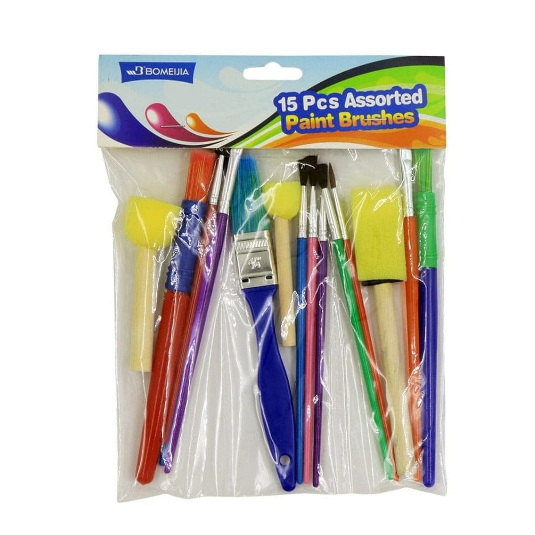 Ravrai Craft - Mumbai Branch paint tools Versatile Splendor: 15-Piece Assorted Paint Brush Set