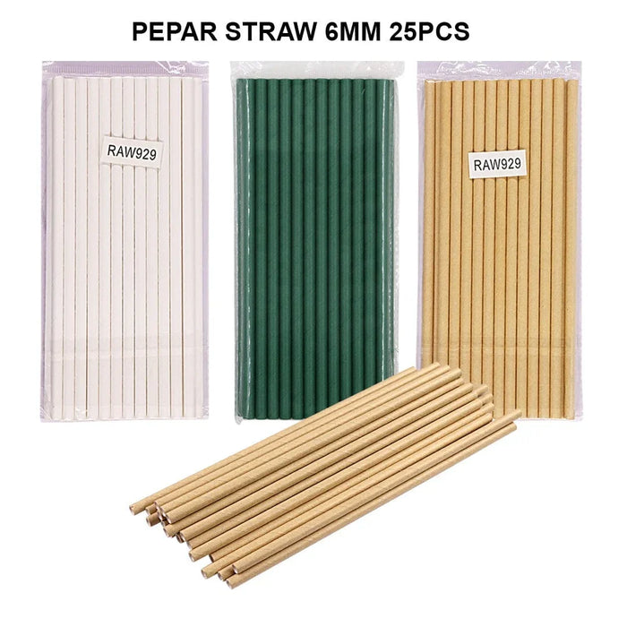 Paper Straw 6Mm 25Pcs