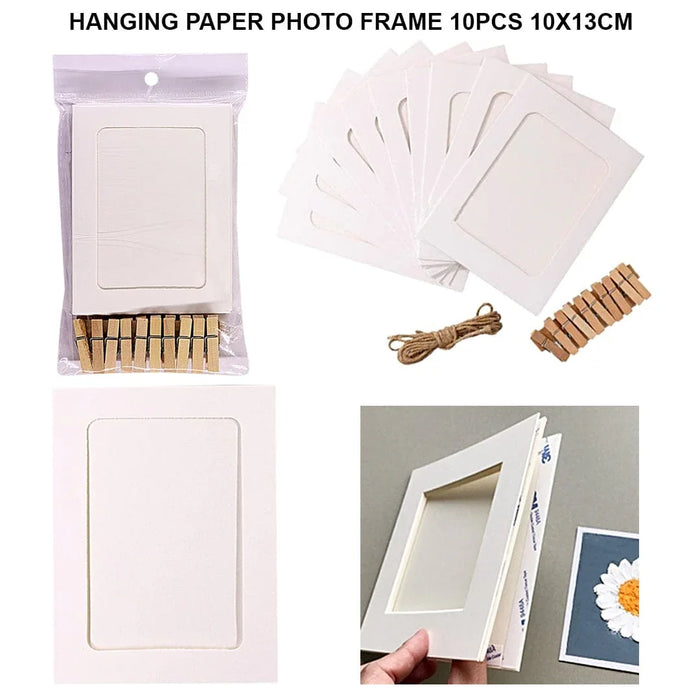 Hanging paper photo frame 10pcs white 10x13cm