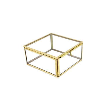 Deluxe Brass Glass Box - Square 6×6×2 Inch