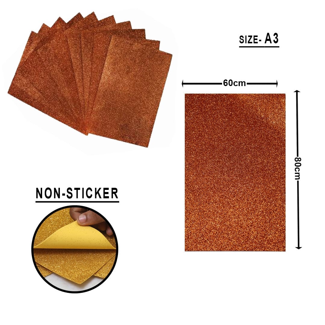 Ravrai Craft - Mumbai Branch Scrapbooking & Designed Papers Glitter Foam Sheet Non-Sticker (A3 brown)